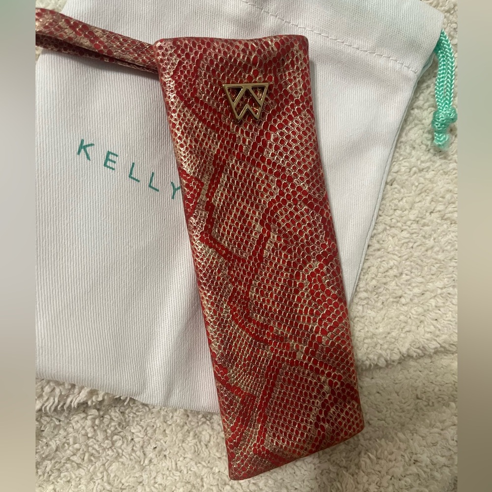 Kelly Wynne zipper Pouch Metallic snake print